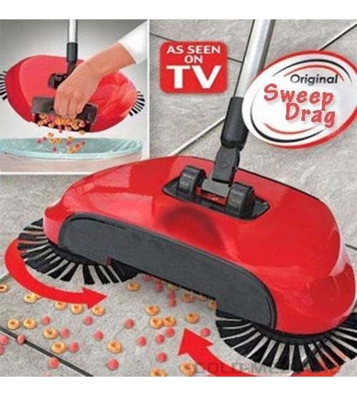 Sweep Drag All–In–One Spin Broom Vacuum Cleaner 360 Sweep Clean Floor & Carpets Household